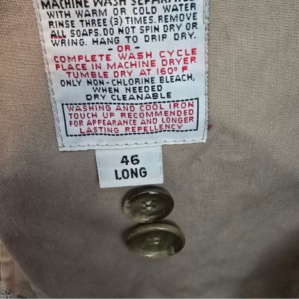 London Fog Maincoats Mens 46 Long Tan Beige Double Breasted Trench Coat Belted‎ - Picture 6 of 7
